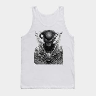 Alien warrior predator from outer space sci fi unique pen and ink design Tank Top